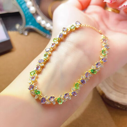 Shaoyu natural tanzanite tsavorite bracelet s925 high clarity color high gorgeous 3*4mm