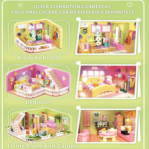 
Zhegao Warm Home Building Blocks Mengle Mall Street View Series Men and Girls Puzzle Assembly New Year Festival Gifts Dog Warm House (1048 Grains)
