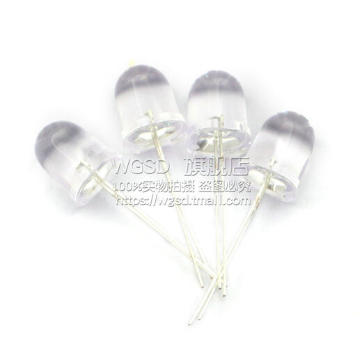 DAFRU super bright LED lamp bead light-emitting diode 10mm white red emitting red light white emerald green yellow blue emitting blue yellow green light 10mm round head white emitting red light (10 pieces)