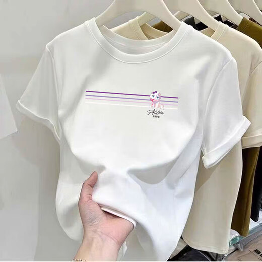 凡客诚品夏季2025新款纯棉t恤女士短袖宽松正肩气质别致洋气粉色体恤上衣 6172灰粉 短袖 M  (建议80-105斤)