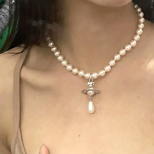 Vivienne Westwood (Vivienne Westwood) purchasing spot Queen Mother Necklace Star Same Style Flagship Authentic Saturn Pearl Necklace Gift Birthday Gift Silver-Saturn Pendant Clavicle Chain