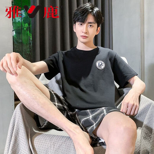 Yalu Youth Pyjamas Herren Sommer Pure Cotton Shorts und Plus Size-Anzug New Style Student High-Wert-Kleidung Home Kleidung HD9928 L [95-125jin [Jin ist 0,5 kg]]