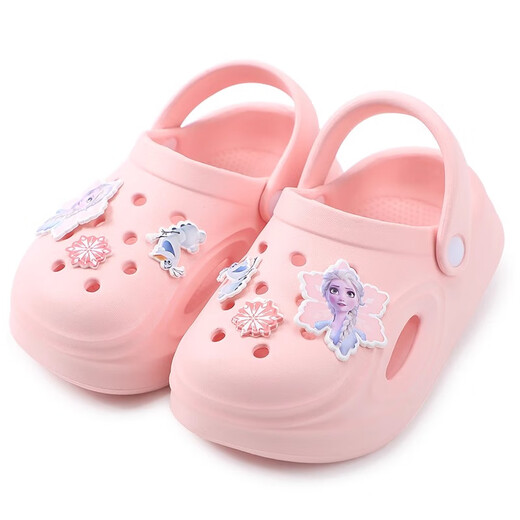 Disney Princess Elsa Children's Slippers Summer Girls' Crocs 2025 New Baby Garden Shoes Girls Baby Anti-Slip F2361 Orange Pink 18 cm 190