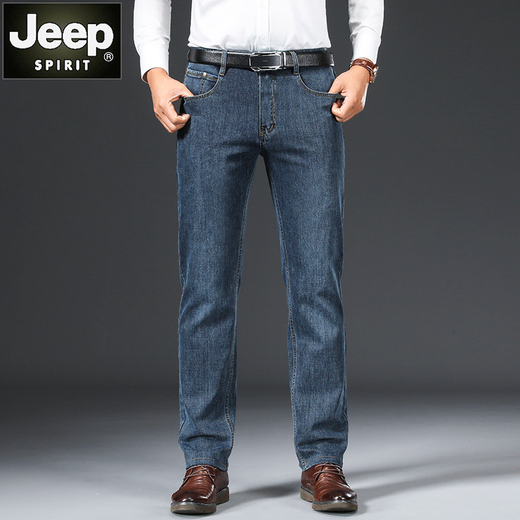 Jeep (Jeep) Frühlings- und Herbstjeans Herren gerade loser großer großer hoher Taillen mittlerer Alters im mittleren Alter.