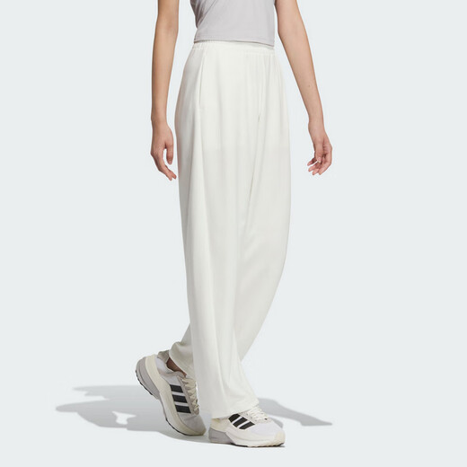 阿迪达斯 （adidas）女裤跑步健身裤子舒适透气休闲裤长裤JZ1583 汉玉白  XL 
