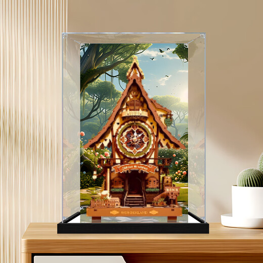 Lingzhi is suitable for Ruoke cuckoo clock small house diy cabin model storage dust-proof box acrylic display box walnut color base special price