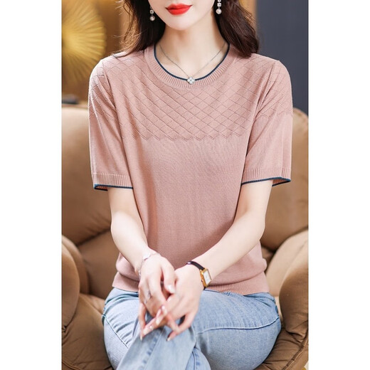 Yilizi [1396 Menschen lobten] Mamas Sommer mit kurzer Ärmel T-Shirt für Frauen 40-jähriges Tianshi Top für den Sommer 2025 neue Milchfarbe mittleren Alters Milch M [95-105]