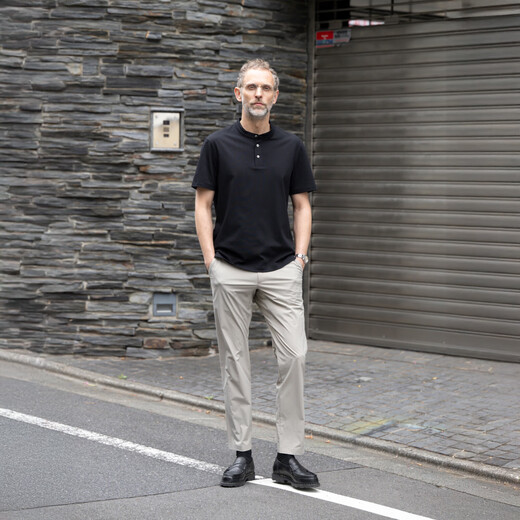 Care of Lord 丨 Sonic 丨 Summer des hommes à manches courtes à manches courtes Henry Polo Business T-shirt 098601 Midnight Blue L