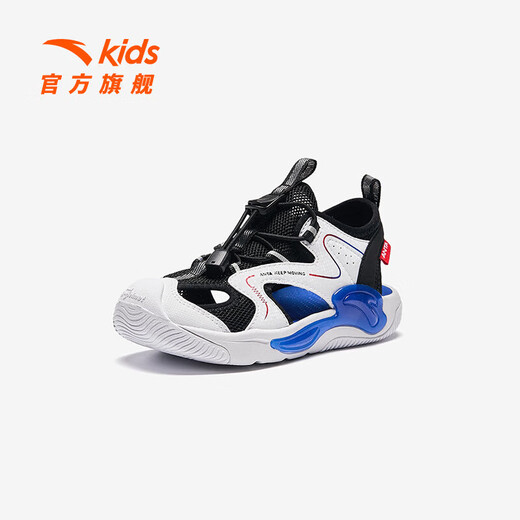 ANTA Children's Sandals Men's and Women's Shoes 2025 Summer New Baotou Breathable and Comfortable Soft Sole Outdoor Shoes Men's Black/Anta White 9906H-3 28