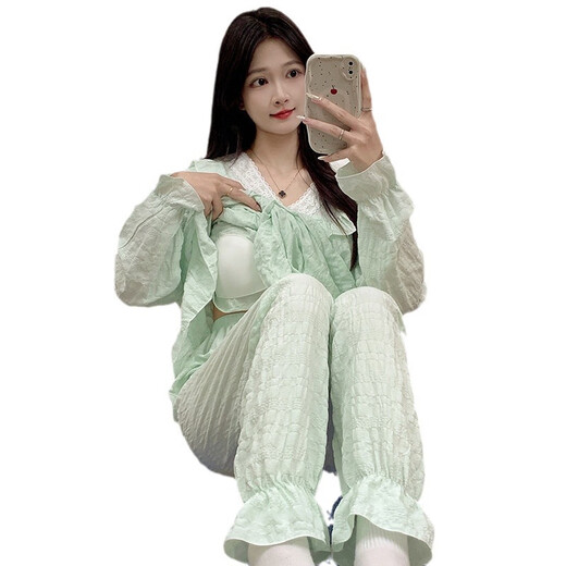 S.SOFEA云朵棉女睡衣纯色长袖家居服值 833#粉【带胸垫】 175 L【建议100-115斤】