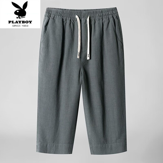 Playboy (Playboy) 2025 Lino de algodón 7 Pantalones recortados para hombres Summer suelto delgado nuevo chino con la pierna recta pantalones de lino de tamaño grande 8222 beige l 1105-120 Jin [Jin iguala 0.5 kg]