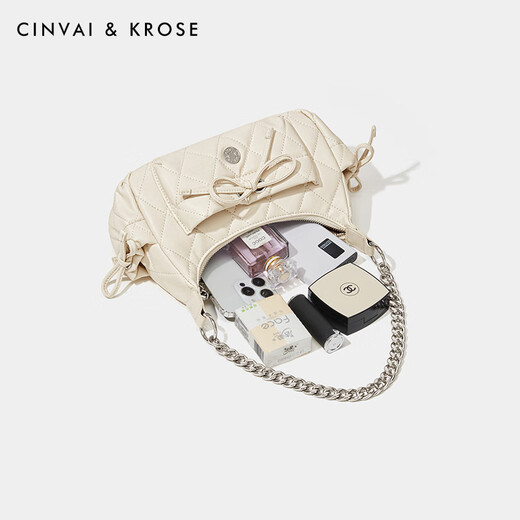 
CINVAI/KROSE official website small c/k bag women's 2025 crossbody bag small fragrant chain shoulder bag women's bag birthday gift women cream white - practical gift for mother's day gift
