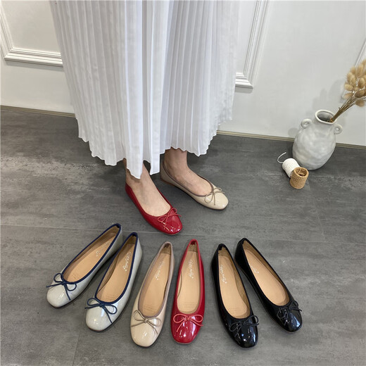 Sofea sommer boge flache schuhe vielseitige leichte mundschuhe schwangere Frauen Ballettschuhe J683-4 Aprikose Farbe 35