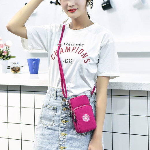 Wholesale new cross-body mobile phone bag women's small bag fabric mobile phone bag hanging neck vertical arm bag wrist coin purse dark blue