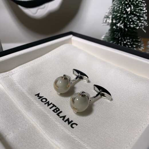 万宝龙（MONTBLANC）现货地球仪可转动男士商务法式衬衣袖扣 地球可转动袖扣