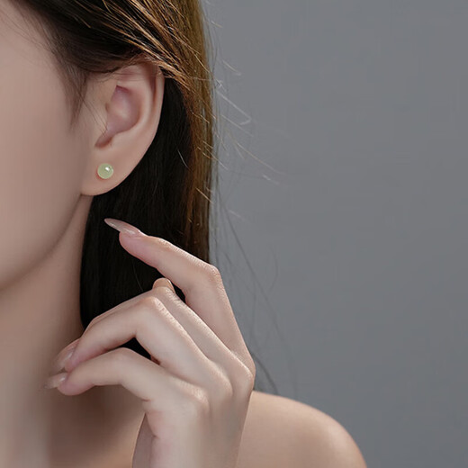S999 sterling silver Hetian jade earrings screw new earrings for women to support ear piercing and anti-lost niche temperament earrings high-end 999 sterling silver jade earrings pair