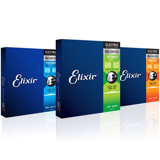 Elixir伊利克斯防锈覆膜电吉他琴弦Nanoweb 10-46 12052 12002 16540超薄09-42三连包