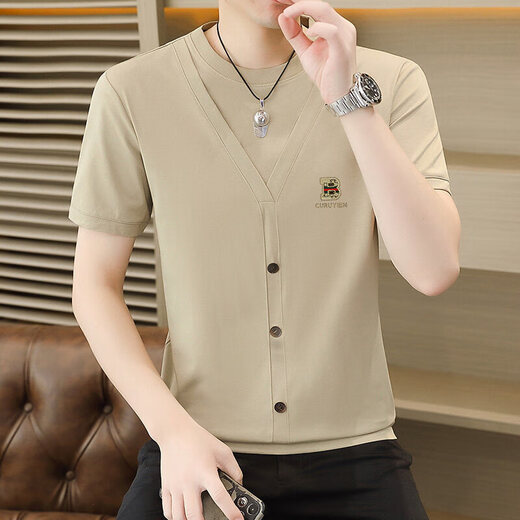 Jingpufei Paul T-shirt à manches courtes pour hommes Summer Style mince décontracté (Paul) Q6625 Gray M 90-110Jin [Jin est égal à 0,5 kg]