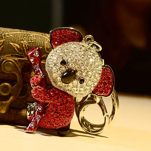 丁丁壳韩国可爱考拉汽车钥匙扣女创意钥匙链坠饰镶钻水晶包包挂件潮ins 粉色金扣