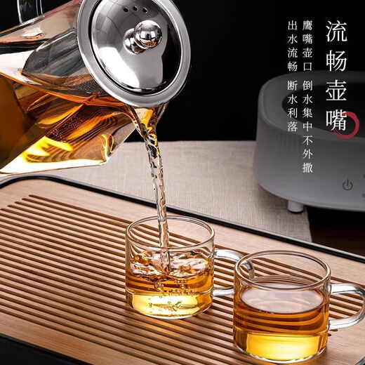 Glass teapot household filter teapot high temperature resistant floral teapot square teapot 350ML stainless steel liner