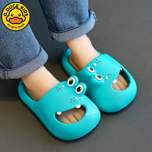 G.duck Little Yellow Duck Boy Dinosaur Summer Children's Slippers Home Baotou Indoor Non-slip Super Soft Baby Boy Cartoon Sandals Little Yellow Duck Dinosaur/Green Size 32-33 Foot Length 19-19.5 Wear