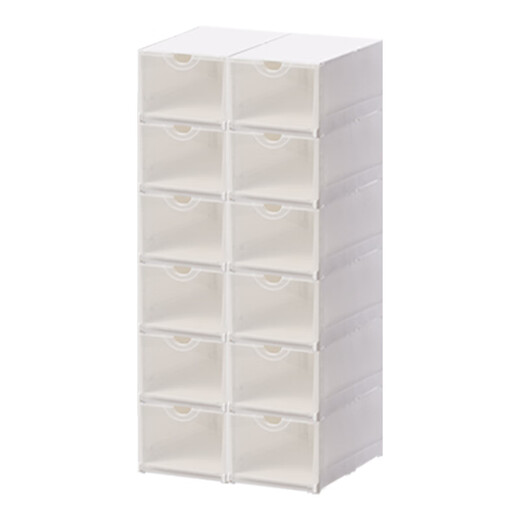 Sailotou Double Door Thickened Shoe Box Basketball Shoe Box Flip Transparent Shoe Storage Box Shoe Rack Dormitory Shoe Cabinet White 12 Pack - Does Not Include Partitions