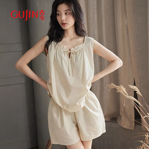 
Ancient and Modern (GUJIN) [with chest pad] New Yunduo Cotton Vest Pajamas for Women in Summer Pure Style Home Suit Pajamas Set L