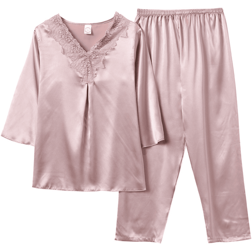 Modal Frühlings- und Sommer mittleren Alters Pyjamas für Frauen können Schwiegermutterseide tragen. Dünne Seidenstil zweiteiliger Set für mittlere und ältere Menschen ARM684 Silber M Empfehlung [75-90jin [Jin entspricht 0,5 kg]]]