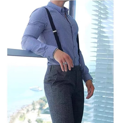 畅印背带男士女士通用吊带夹吊裤带裤背带夹牛仔裤子背带裤夹英伦配饰 深灰 2.5cm 100cm长