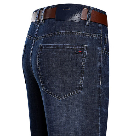 Jinlilai 2025 Frühlings- und Sommer-Jeans für Männer im mittleren Alter, der loses Geschäft mit hoher Qualitätshosen dünn B-3882 Zhonglan 35