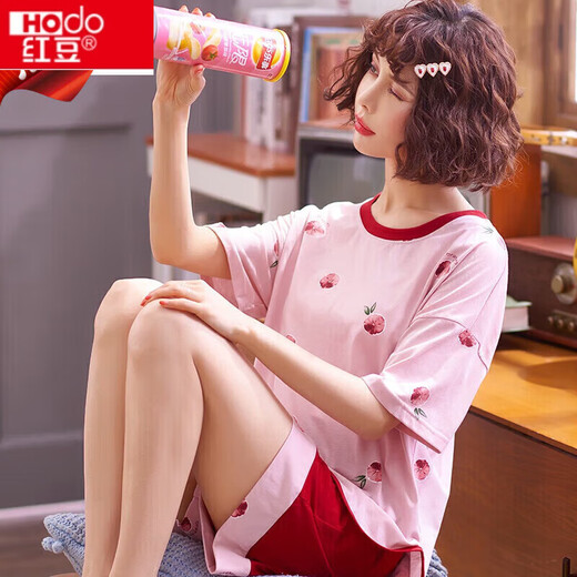 Site Web officiel de Hongdou (Hodo) [Recommandé par la mère centrale] Pajamas pour femmes pour l'été ensemble à manches courtes pour femmes à manches courtes Coton Pure Coton Summer Coréen Minaison Étudiant, Automne et Hiver Home Cloth
