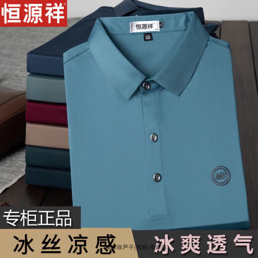 Hengyuanxiang mittleren und älteren Eisseide kurzärmeliges T-Shirt, Vater mittleren Alters Casual Lose Polo halbärmelig 9859 flacher Kaffee 165/m