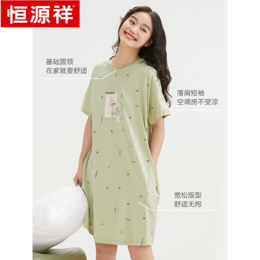 Hengyuanxiang Nachthemd für Frauen im Sommer Pure Cotton Kurzärmeligte mittelschwer dünne lässige, süße neue Hauskleidung Pyjama für Frauen im Sommer 15604 xl 170