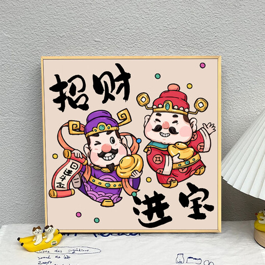 Liebe lila sieben Gott des Reichtums Neues chinesisches digitales Ölgemälde DIY Füllung färbliche handgemalte Ölgemälde Wohnzimmer Dekoration Gemälde Hängende Malerei 15242