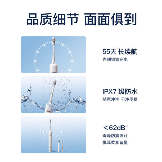 Shuke Electric Toothbrush for Adults/Students for Boyfriend/Girlfriend Soft-bristled Gum Protecting Sonic 5-speed T3 Couple T3-Iceland White