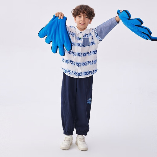 Ma Latin (M.Latin)/Shopping mall same style children's shirt new spring new male and older boy Smurf long-sleeved shirt floral blue 110