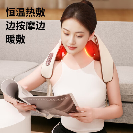 奥克斯（AUX）颈椎按摩器 按摩披肩 肩颈按摩器斜方肌 腿腰颈部按摩仪颈椎 按摩枕头送长辈父母亲生日实用高档端 【升级8大按摩头+16D多功能揉捏+八区按摩】 七夕情人节礼物送男女友老公老婆女神礼品物