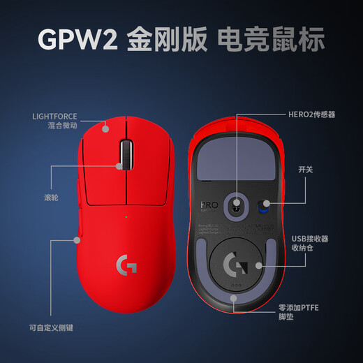 Logitech (G) GPW second generation King Kong version wireless gaming mouse 88G acceleration Hero2 sensor ergonomics gpw2 laptop office mouse cgso Valorant DJ11 GPW2 King Kong version white with free large table mat + mouse storage box