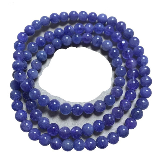 VZZS Natural Tanzanite Bracelet Three Circles of Buddha Beads Bracelet Heart of the Ocean Purple Sapphire Crystal Tanzania Gemstone Jewelry for Women (A62) Approximately 4.4mm