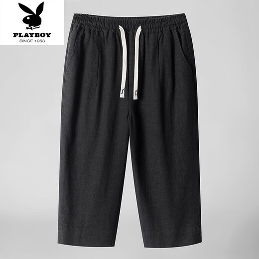 Playboy (Playboy) 2025 Lino de algodón 7 Pantalones recortados para hombres Summer suelto delgado nuevo chino con la pierna recta pantalones de lino de tamaño grande 8222 beige l 1105-120 Jin [Jin iguala 0.5 kg]