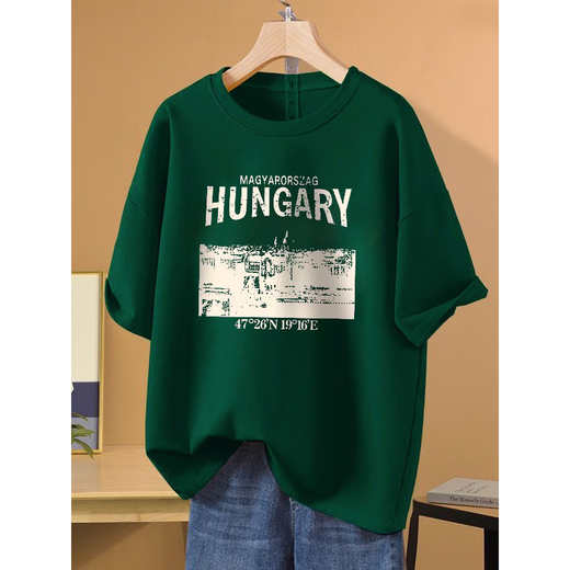 Kuzhang (Kuzhang) 2025 Summer Nueva camiseta de manga corta de algodón de algodón de gran tamaño para que las mujeres se cubran el vientre y las hagan se vean delgadas y de moda 1047# azul marino algodón azul recomendado 80-100Jin [Jin equivale a 0.5 kg]