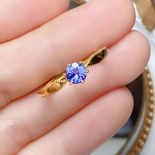Wei Ci Congli natural tanzanite ring women's S925 silver gold color fashion classic white gold tanzanite sterling silver ring gold color