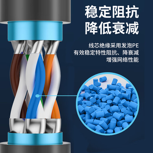 秋叶原（CHOSEAL）超六类网线万兆CAT6A高速双屏蔽纯铜工程装修家用宽带布线 超6类双屏蔽网线-橙色-QS6169C 30m