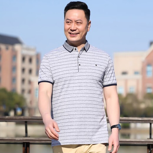 Camiseta de manga corta para hombre de mediana edad de coche clásico, ropa de papá de algodón puro con cuello redondo de verano, tops de talla grande para personas mayores con bolsillos y media manga 6628 tela de algodón puro azul marino | Garantía de calidad M 165 recomendado 90-120 Jin Jin equivale a 0,5 kg.