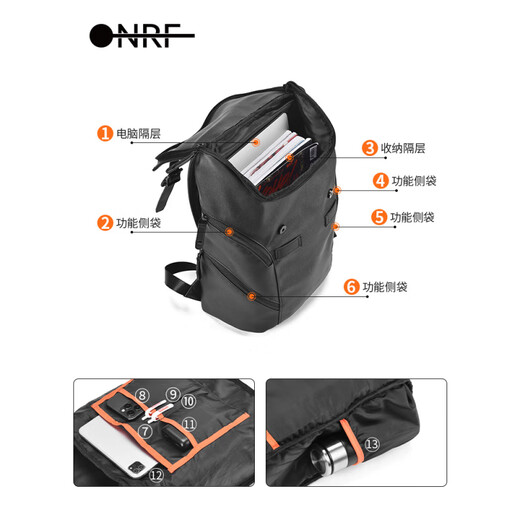 ONRF backpack business trip high school backpack female large capacity computer bag commuting students junior high school school bag male black F1036 (pre-sale)