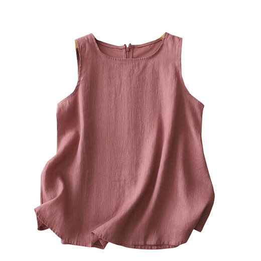 Jiandang large-size women's fat MM summer literary sleeveless inner sleeveless round neck pullover temperament solid color retro vest 6172 ash powder M [80-95Jin[Jin equals 0.5 kg]]