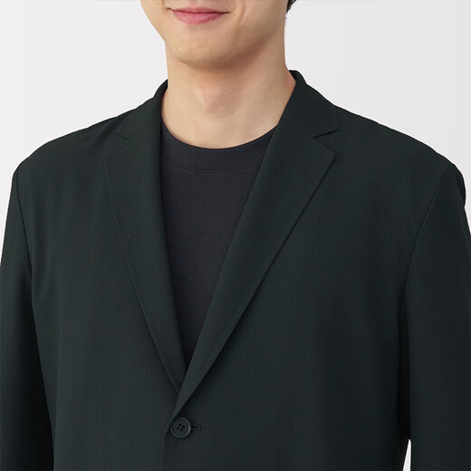 
MUJI men's style, easy-dry elastic bubble yarn, jacket, men's jacket, casual suit, 25 years spring and summer, black L (175/100A)