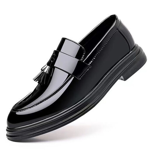 
Belle leather shoes men's new soft sole footwear men's leather shoes one foot to wear patent leather beans shoes business men's small leather shoes black 9926 42 size larger