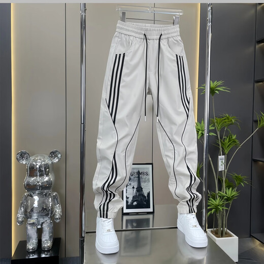 
Feidi Sen Meng's pants for men's summer thin striped casual harem pants for boys loose and trendy versatile ties for men 683 off-white (summer thin style) 34 (recommended 160-170Jin [Jin equals 0.5 kg])