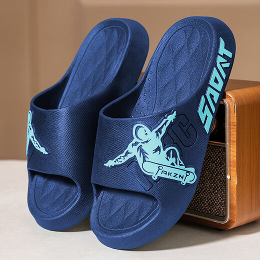 Weiji children's slippers, boys' sports 2025, non-slip, anti-odor, no smell, parent-child slippers summer, dark blue, skateboard boy-feeling, 34/35 size (suitable for feet 21 cm long)